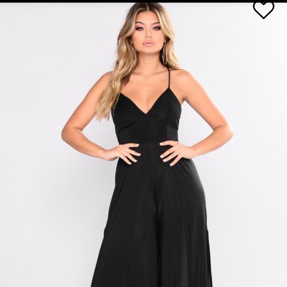 Black slit leg jumpsuit - Picture 2 of 7